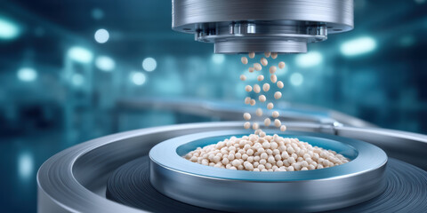 Industrial pharmaceutical production line industry producing round tablet pellets with metallic