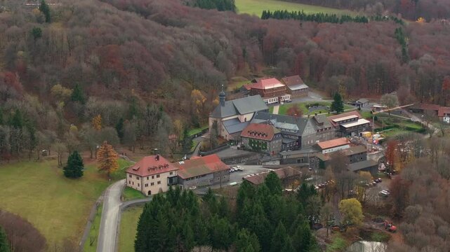 the famous kloster kreuzberg monastry in germany in autumn 4k 25fps video