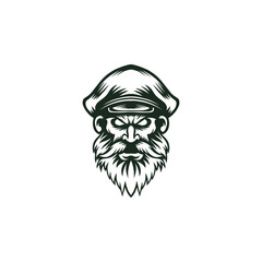 black and white angry pirate illustration logo
