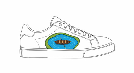 Creative Sneaker Design, Shoe Art, Studio Environment, Illustration, Unique Style, Vibrant Colors Concept