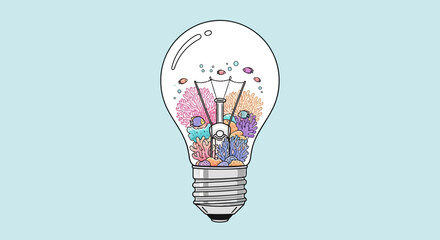 Creative Illustration of a Light Bulb Representing Ideas and Innovation in a Minimalist Design
