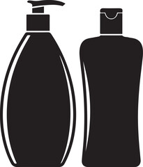 shampoo conditioner bottles silhouette vector illustration. Vector Black silhouettes. with white background