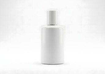 A minimalist white opaque bottle with a dropper cap isolated on a clean white background representing skincare or cosmetic packaging