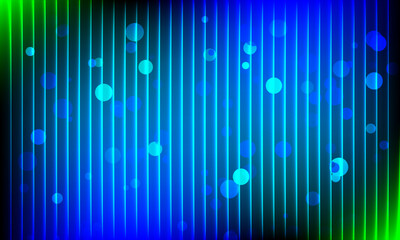 Abstract background with blue and green neon light and circles