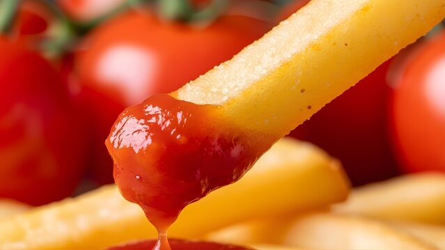 closeup shot delicious golden french fries with ketchup