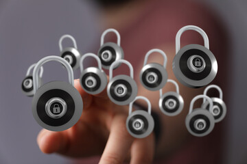 Concept of cybersecurity, data protection, and online security. Symbolic image of a secure digital...