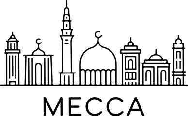 Fototapeta premium Mecca skyline silhouette of islamic architecture and mosques