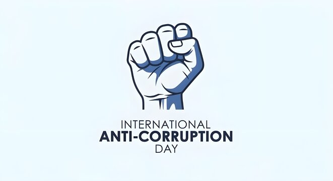 Minimalist vector illustration featuring a raised fist symbolizing strength, resistance, and unity in the fight against corruption. The design promotes integrity, justice, and transparency.