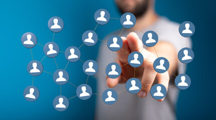 Connecting people, network concept, teamwork and collaboration, global communication, social media, human netwo