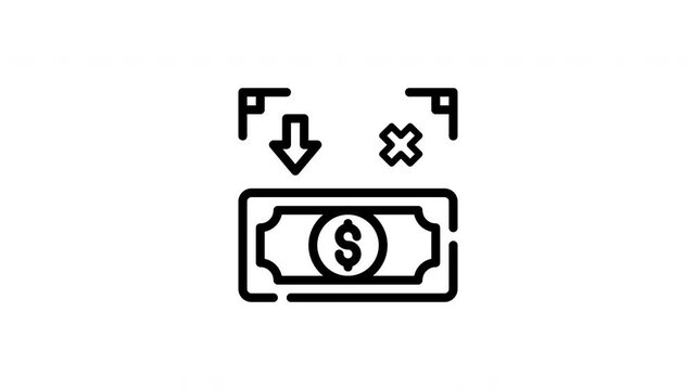 Linear drawing symbolizing economic devaluation or currency crisis. Suitable for editorial pieces, financial reports, or economic articles. Economics, finance, illustrations.
