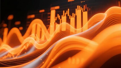 Dynamic glowing waves and bar charts representing analytics, digital finance, and big data. Modern technology concepts for business, fintech, and stock market analysis. - Powered by Adobe