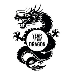 Traditional chinese dragon silhouette for year of the dragon
