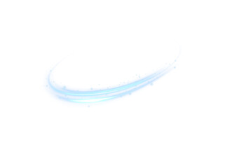 Radiant, blue, glowing, curved line with a magical light effect PNG.