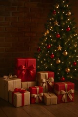 christmas tree with gift boxes