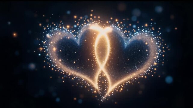 Intertwined Hearts Glowing with Love and Light.