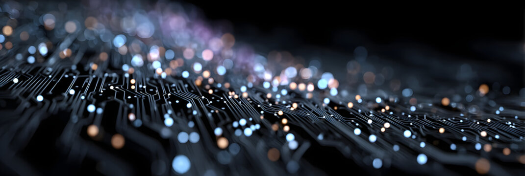 Cyber Circuitry: Explore the intricate details of a futuristic circuit board illuminated with glowing lights, creating a captivating visual of the digital world.