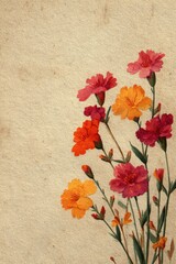 Vintage watercolor floral illustration on textured paper &ndash; hand-painted wildflower bouquet in warm colors, botanical art print background