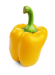 Whole yellow bell pepper with green stem