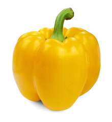 Whole yellow bell pepper with green stem