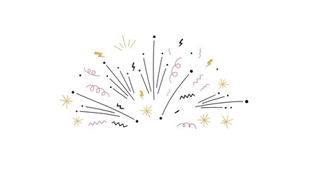 Abstract celebratory burst illustration with diverse graphic elements