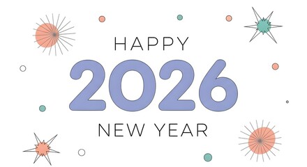 Happy new year 2026 festive celebration graphic illustration