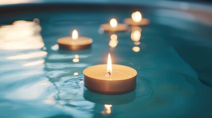 Floating Candles - A Serene Spa Experience in Tranquil Waters.