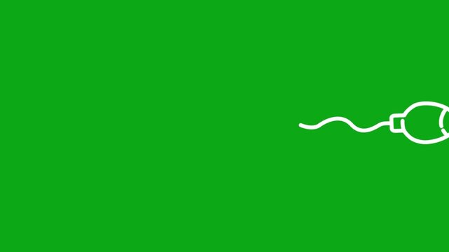 Group of white sperm icons with tails swimming to the right on a green background fertilization reproduction