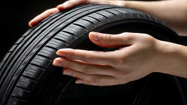 Exploring the features of a high-quality tire with close-up inspection and analysis of tread patterns