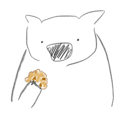 チョコチップクッキーを食べるウォンバットのイラスト