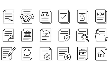 document icons set for business and legal documents