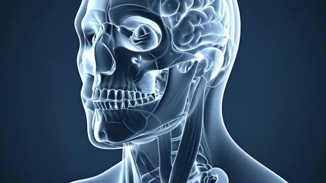 Clear View Inside Human Head Detailed Look at Anatomy Brain Skull and Bone Structure Internal X Ray