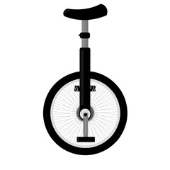 Black unicycle isolated on transparent background. Sleek modern design. Sport and balance concept.