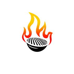 A logo of fire flying over gr...