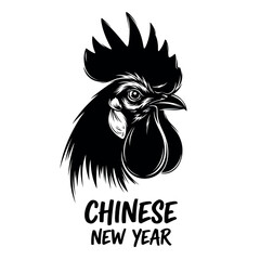 Black silhouette of a rooster head for chinese new year