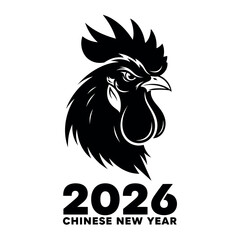 Rooster head silhouette for chinese new year 2026