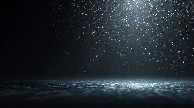 Abstract Winter Scene, Clean, Focused Snowflakes On Black