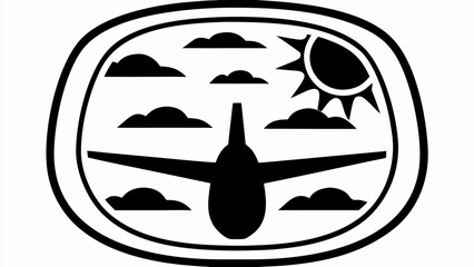 Dreaming of flight airplane window view with clouds and sun travel tourism adventure and vacation