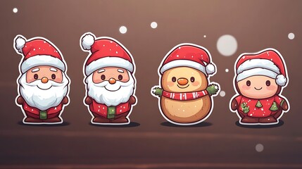 Merry Christmas sticker set with playful seasonal illustrations