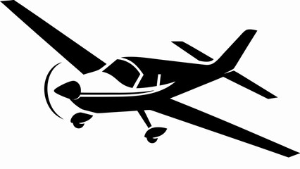 Dynamic silhouette of a sleek propeller plane soaring effortlessly through the sky