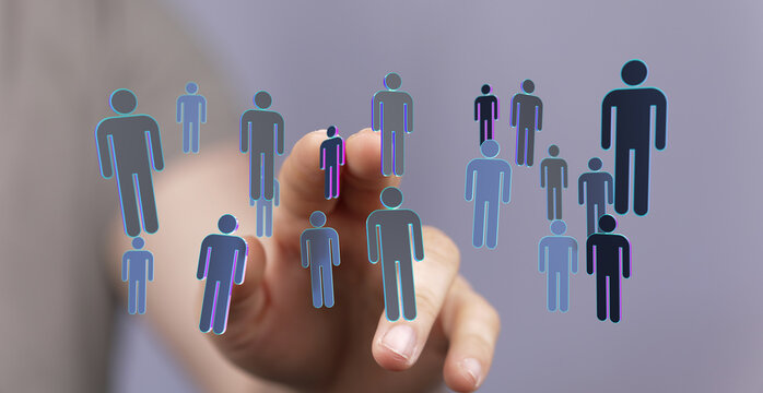 Abstract concept of digital human network, connection and interaction with people. Showing community, teamwork - Powered by Adobe