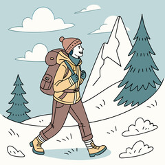 skiing in the mountains