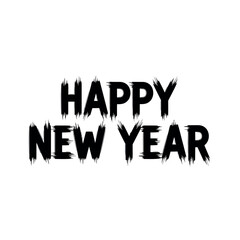 Happy new year text in a bold brush stroke silhouette