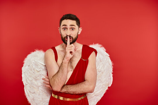 Cupid spreads love during Valentines Day celebration with a playful gesture