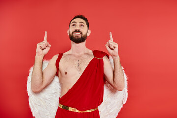 Fototapeta premium Cupid spreads love on Valentines Day dressed in vibrant red and white