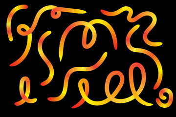 Obraz premium Abstract yellow Color Gradient lines Set. Vector Graphic with Wavy Lines in Bright Colors. Colorful Fluid Wave Pattern. Squiggly Design Elements.