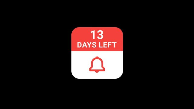 13 Days Left With Notification Bell Animation