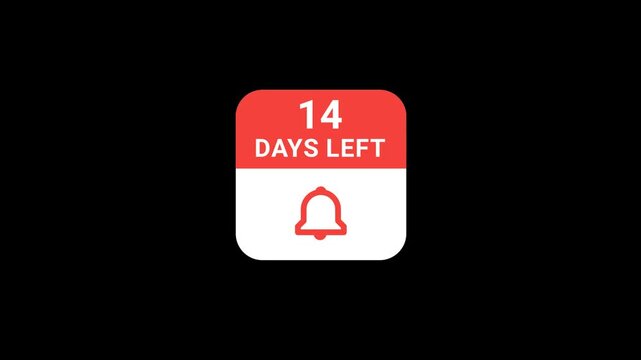 14 Days Left With Notification Bell Animation