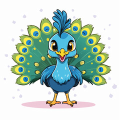 kleiner Pfau - Cartoon Comic Stil