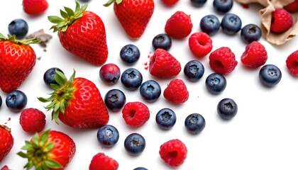 Obraz premium A vibrant medley of fresh berries scattered