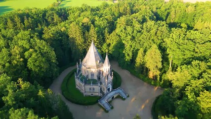 This site showcases the stunning Schwarzenberg tomb located in Domanin near Trebon, Czechia, surrounded by lush greenery and serene landscapes. A true gem of historical architecture.